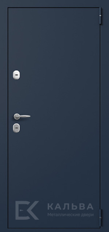 Фото «Металлическая дверь синяя гладкая с МДФ венге ромбы №19»